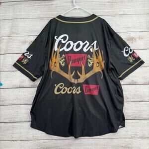 Coors Banquet Button Down Baseball Jersey Mens 3XL Black Gray White Gold